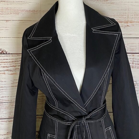 Arden B Women’s Trench Coat Knee Length Hidden Buttons Lightweight Jacket Cotton - Picture 3 of 14